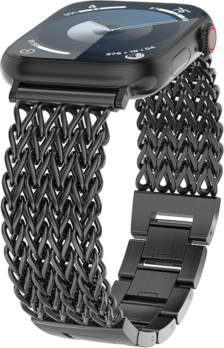 Women Stainless Steel Metal Link Bracelet Band for Apple Watch, Adjustable Dressy Strap for iWatch Series 11/10/9/8/7/6/SE/Ultra